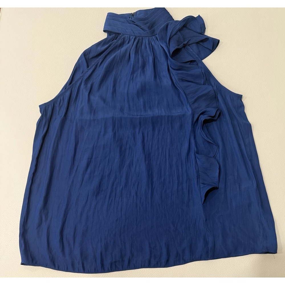 NWT Ramy Brook Rella High Neck Ruffle Halter Top Navy Size L
